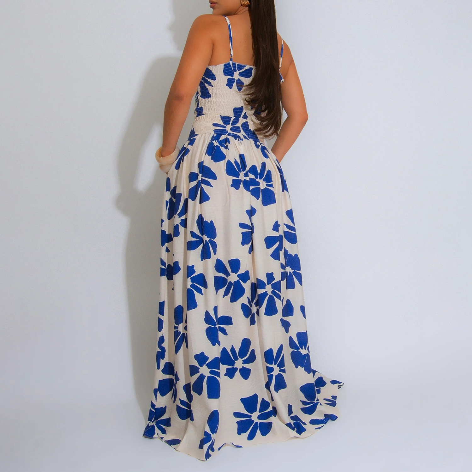 HANMAX Two Piece Sets for Women Summer Floral Beach Outfit Casual Sleeveless Cropped Tank Top High Waisted Maxi Skirt Set view 6