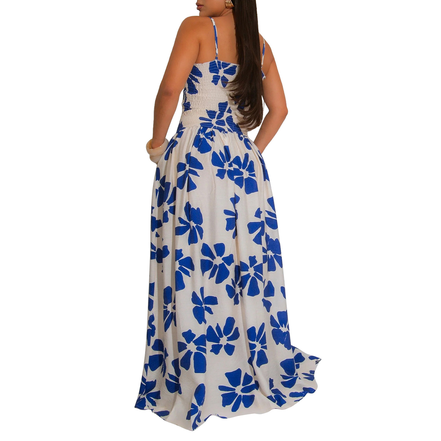 HANMAX Two Piece Sets for Women Summer Floral Beach Outfit Casual Sleeveless Cropped Tank Top High Waisted Maxi Skirt Set view 2